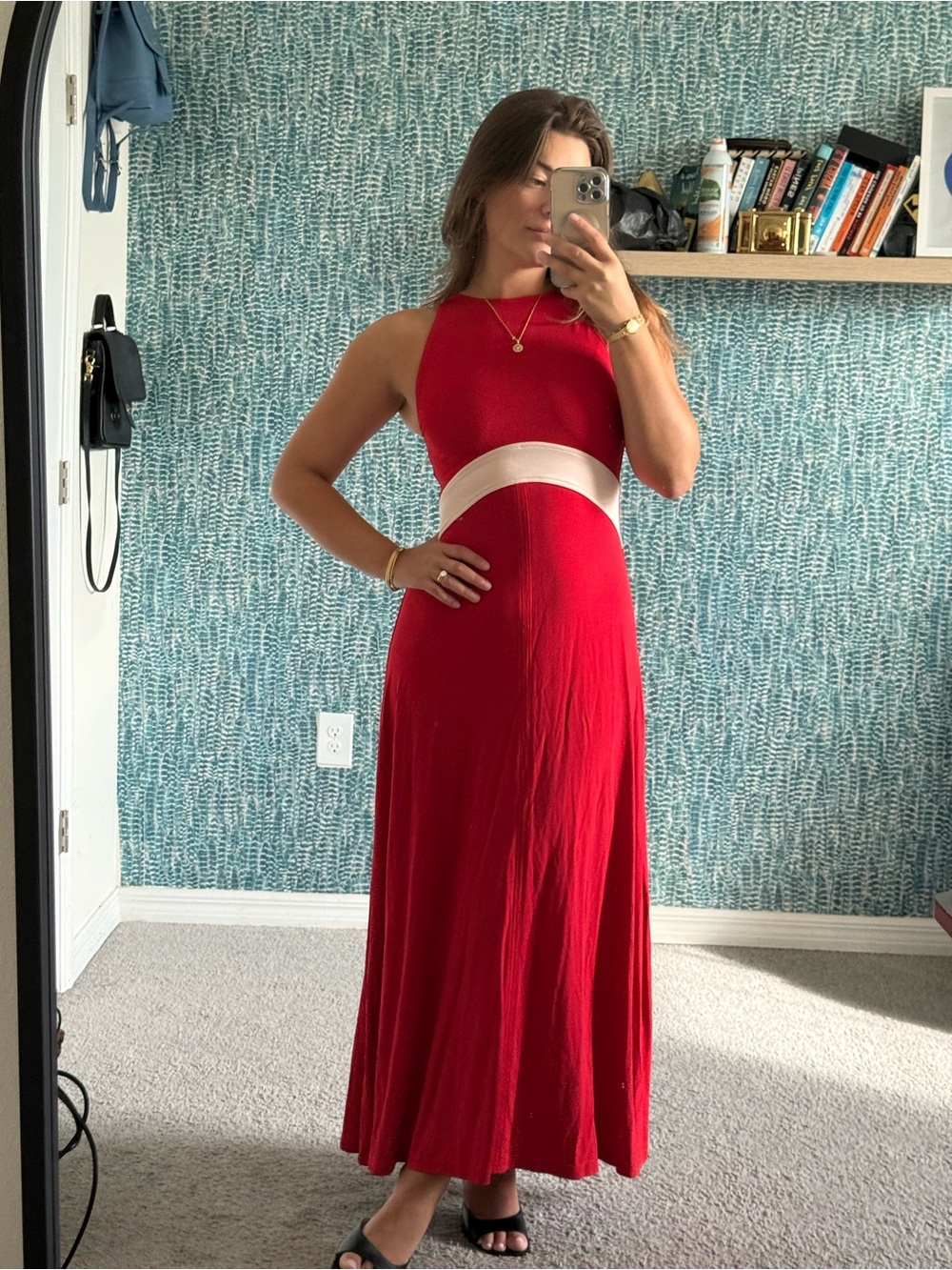 Solid and Striped Jonati Dress‎ red size small